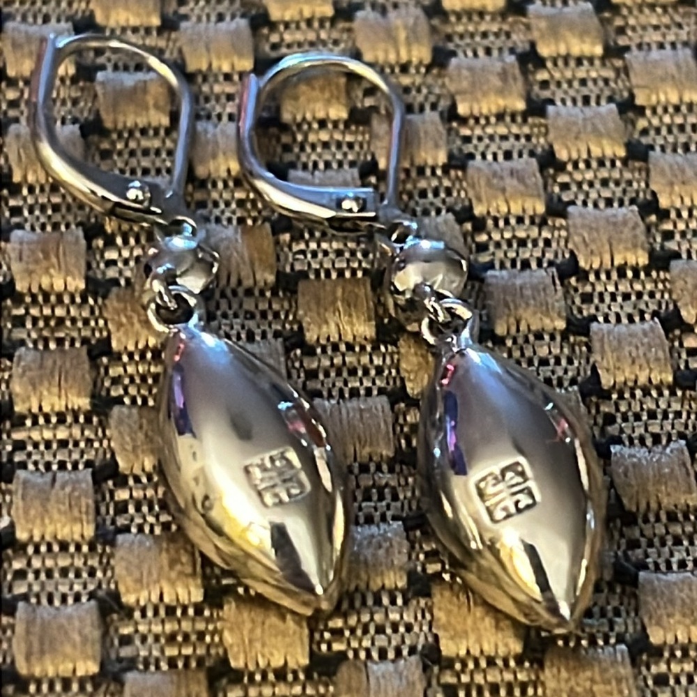 (SOLD)Givenchy Blue Crystal / Silver Dangle Earrings NWOT - Picture 5 of 6